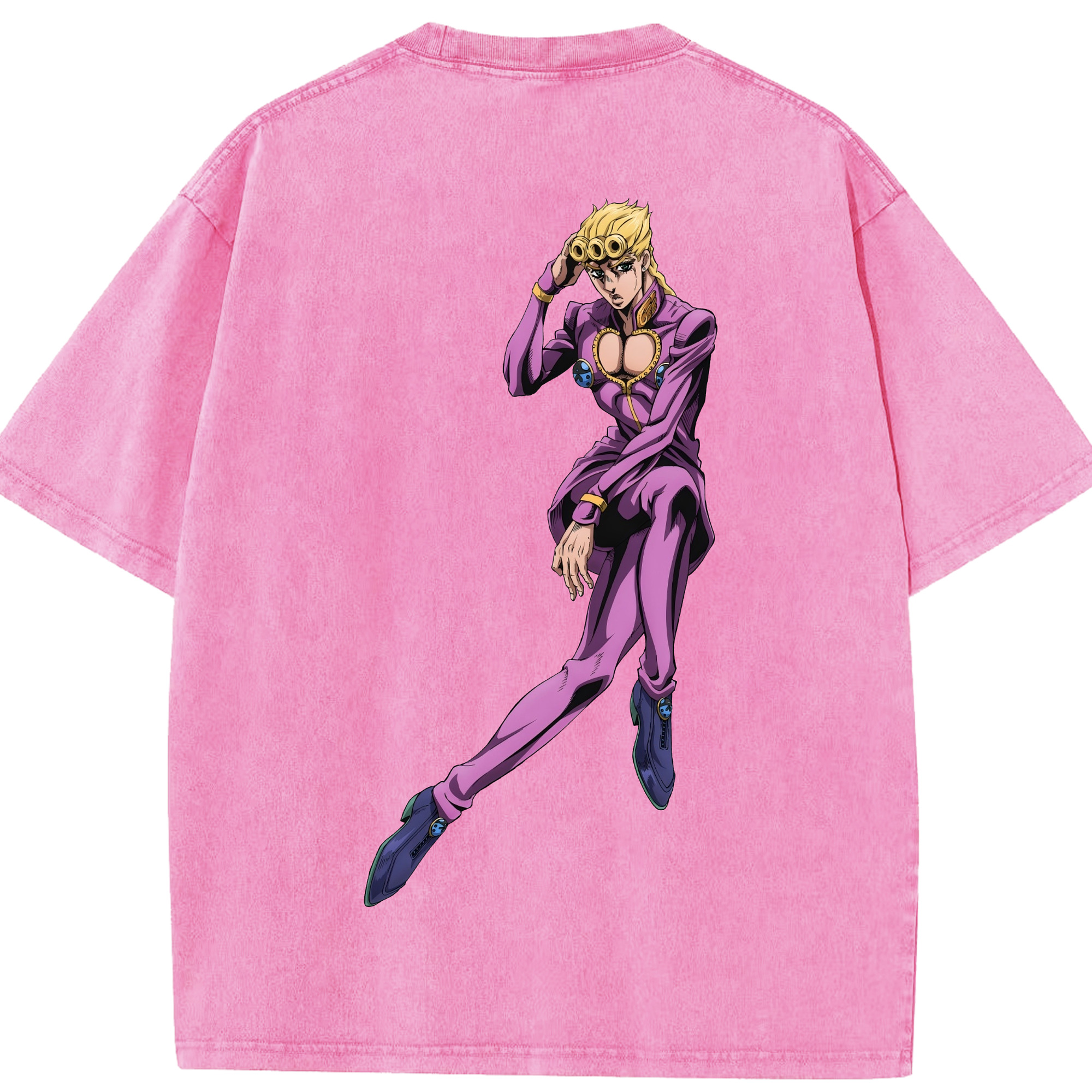 （画像用） ジョジョの奇妙な冒険 ジョルノ?ジョバァーナ JoJo's Bizarre Adventure Giorno Giovanna 綿100% ヴィンテージ風 半袖Tシャツ（背面プリント）